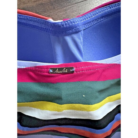 Anne Cole Women's Striped Twist-Front Bandeau One-Piece Swimsuit Multi Color 6 - Picture 9 of 9